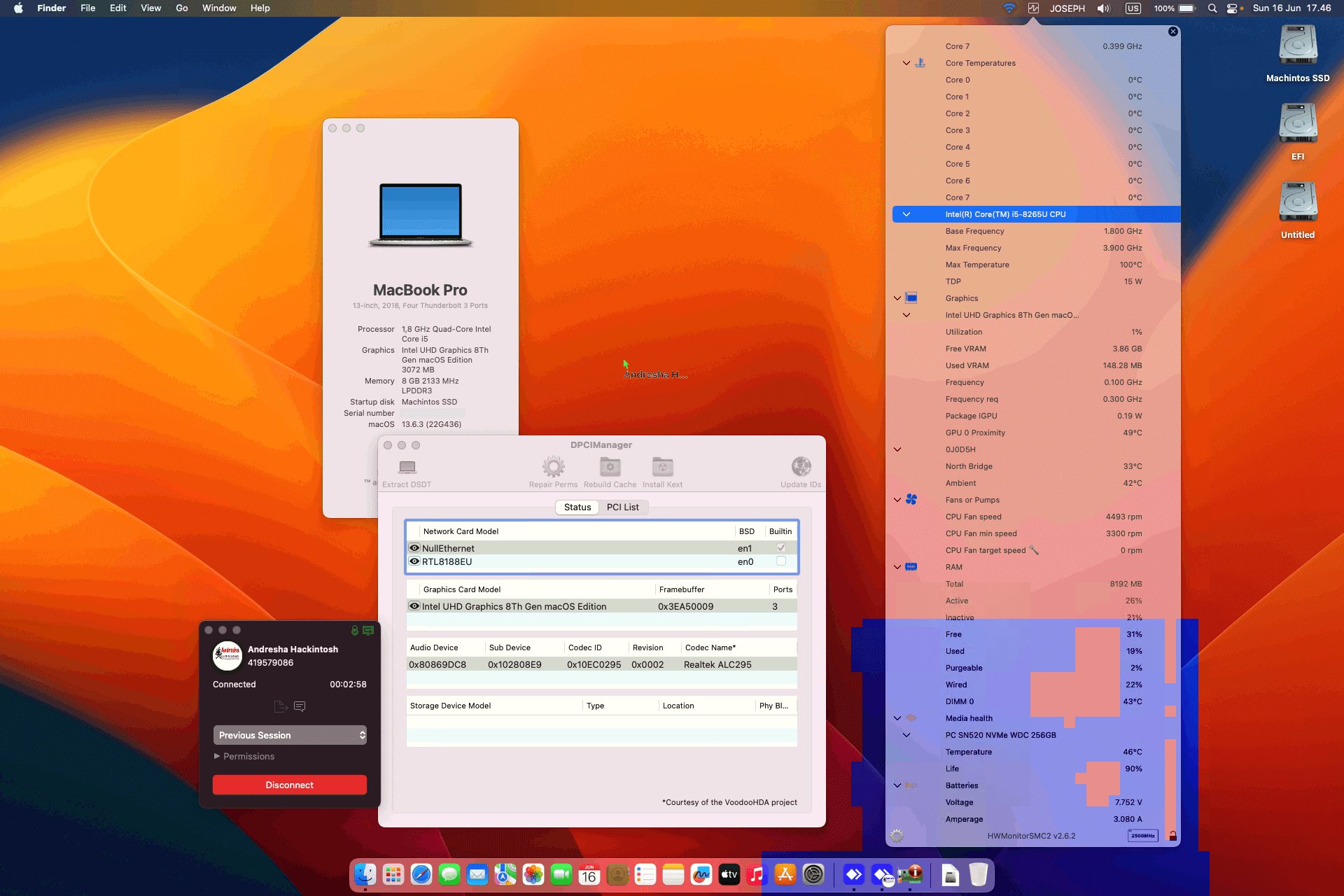Success Hackintosh macOS Ventura 13.6.3 Build 22G436 in Dell Latitude 7200 Tablet 2 In 1